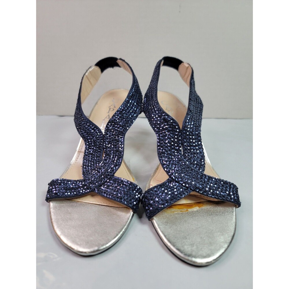 Caparros Zorro Women’s 6B Navy Rhinestone Slingback Evening Heels Sandals